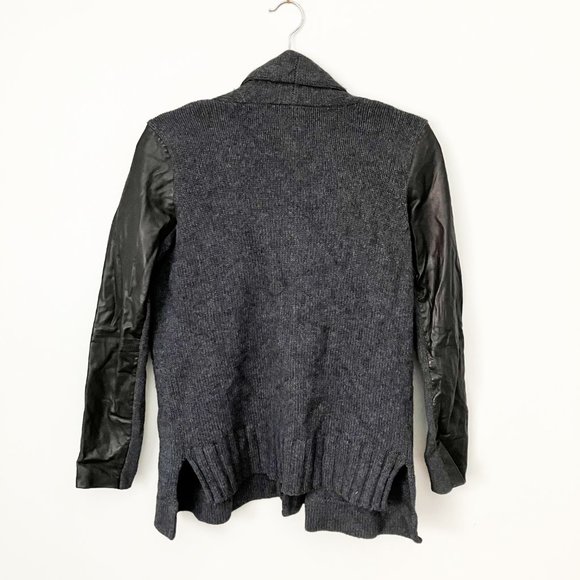 Vince open front cardigan wool and lamb leather sleeve size XS - Picture 4 of 8